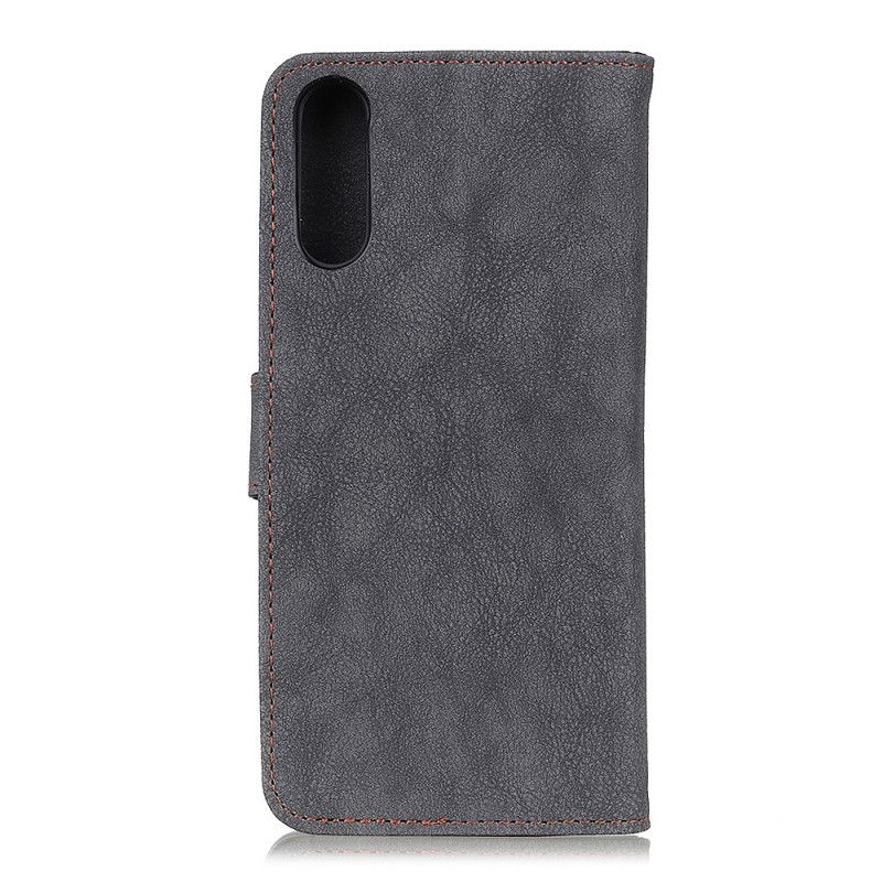 Leren Hoesje voor Sony Xperia L4 Geel Zwart Retro Khazneh Splitleer