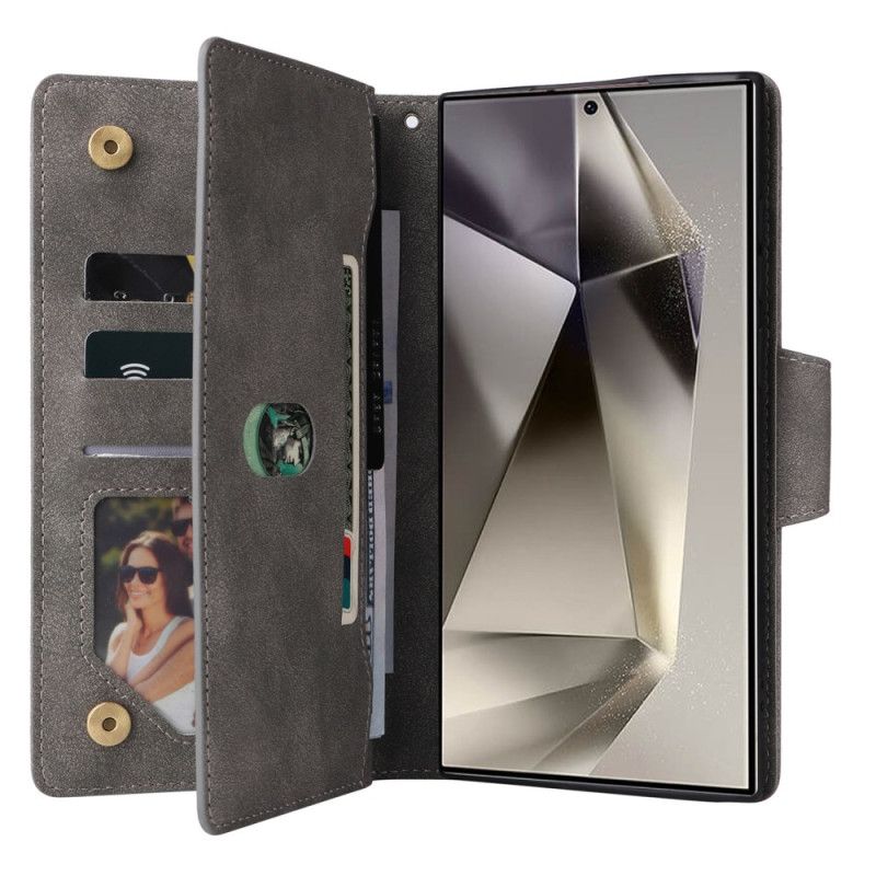 Bescherming Hoesje Samsung Galaxy S25 Ultra 5g Suède-effect Portemonnee Met Riem