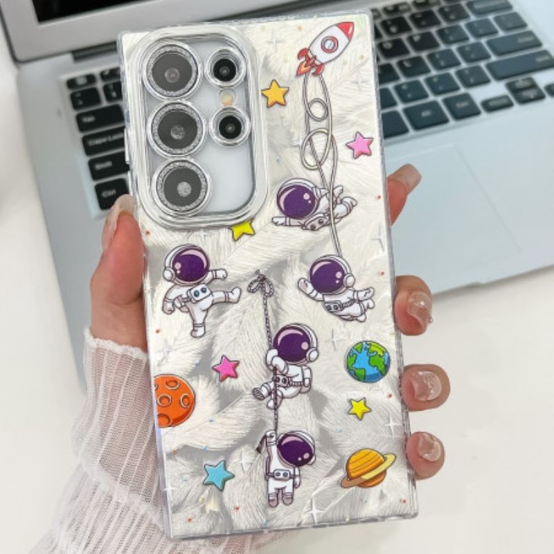 Case Hoesje Samsung Galaxy S25 Ultra 5g Telefoonhoesje Astronaut Met Lensbeschermer