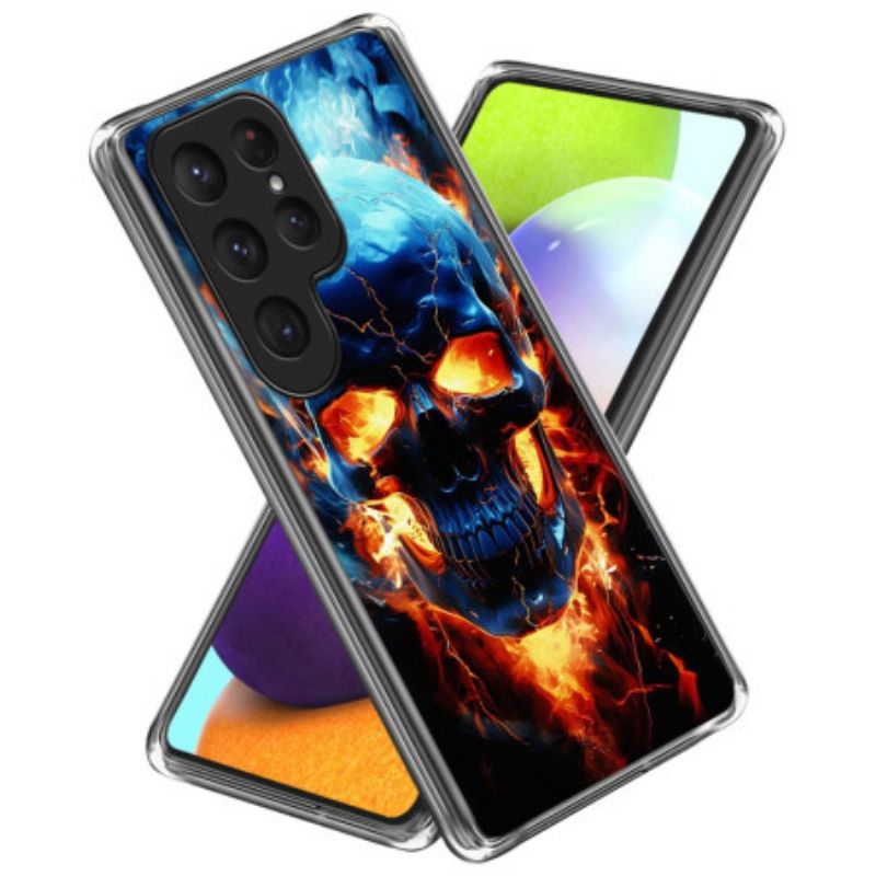 Cover Hoesje Samsung Galaxy S25 Ultra 5g Telefoonhoesje Vlammende Schedel