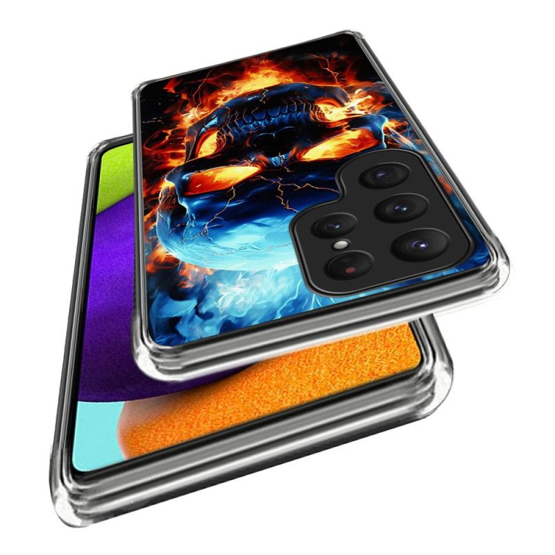 Cover Hoesje Samsung Galaxy S25 Ultra 5g Telefoonhoesje Vlammende Schedel