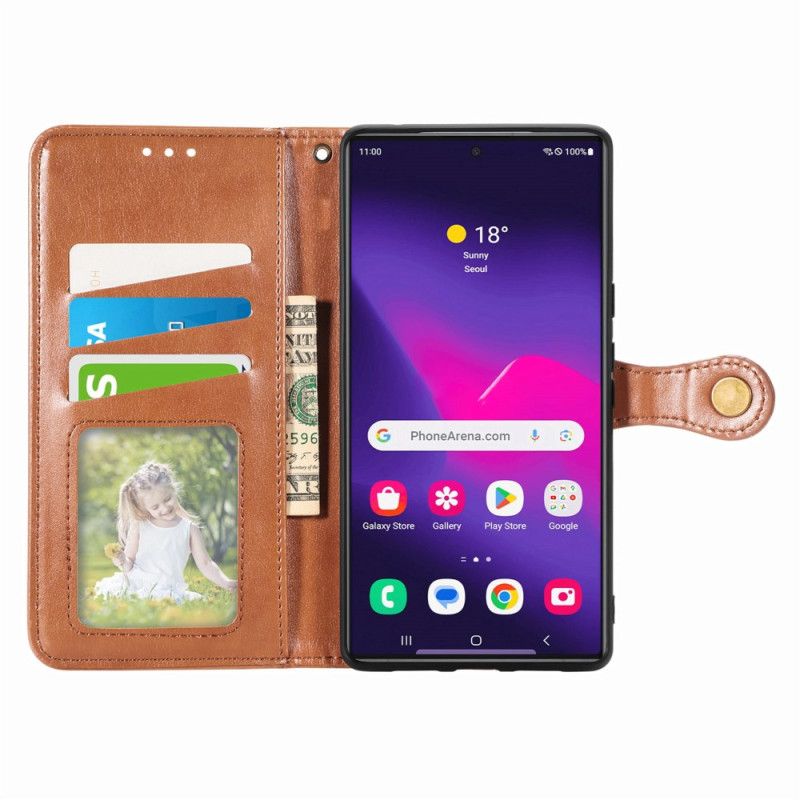 Flip Case Leren Samsung Galaxy S25 Ultra 5g Gouden Sluiting