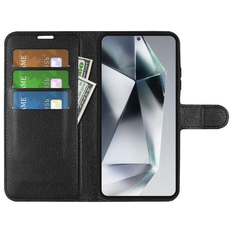 Folio-hoesje Samsung Galaxy S25 Ultra 5g Klassiek Lychee Kunstleer