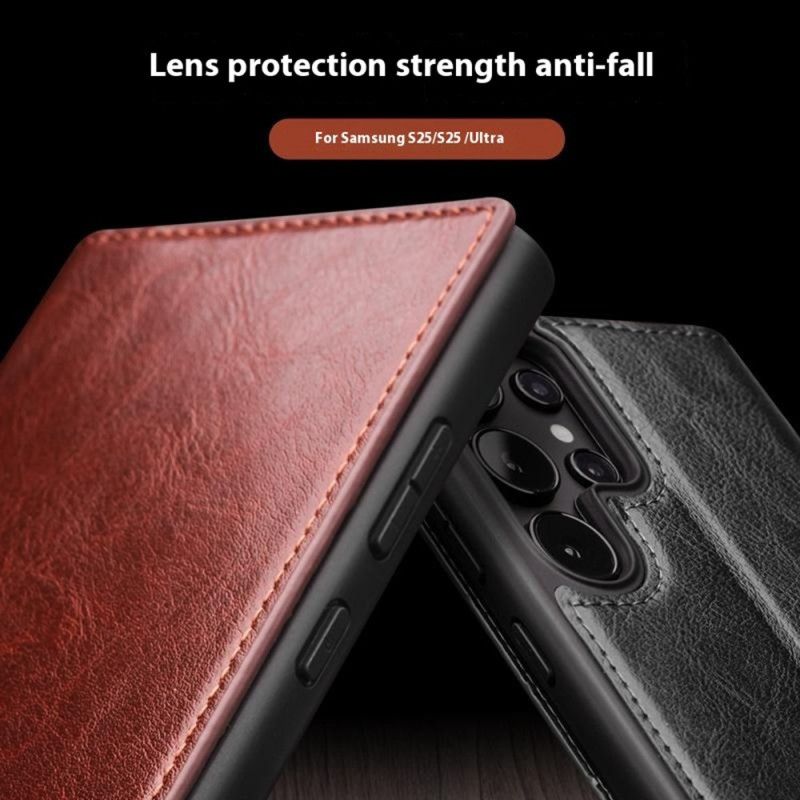Folio-hoesje Samsung Galaxy S25 Ultra 5g Qialino Leer Bescherming Hoesje