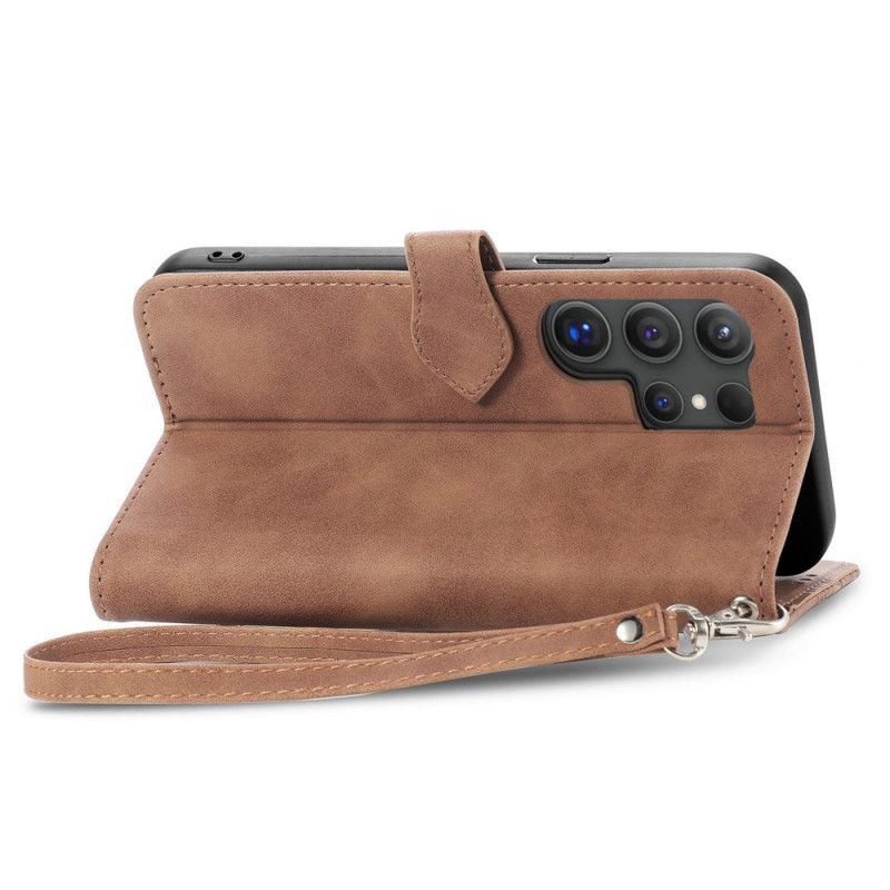 Folio-hoesje Samsung Galaxy S25 Ultra 5g Telefoonhoesje Portemonnee Met Ritssluiting En Kantdesign