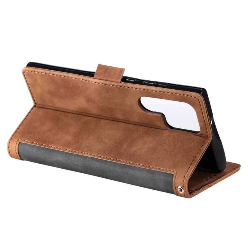 Folio-hoesje Samsung Galaxy S25 Ultra 5g Telefoonhoesje Tweekleurige Rfid-blokkerende Portemonnee Met Suède-effect