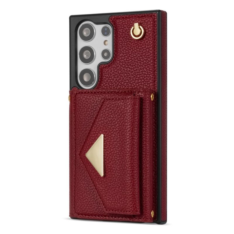 Hoesje Samsung Galaxy S25 Ultra 5g Lederlook Met Kaarthouder En Bandje