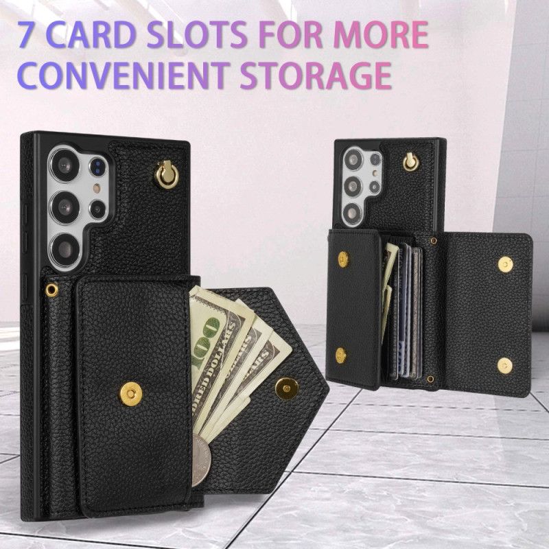 Hoesje Samsung Galaxy S25 Ultra 5g Lederlook Met Kaarthouder En Bandje