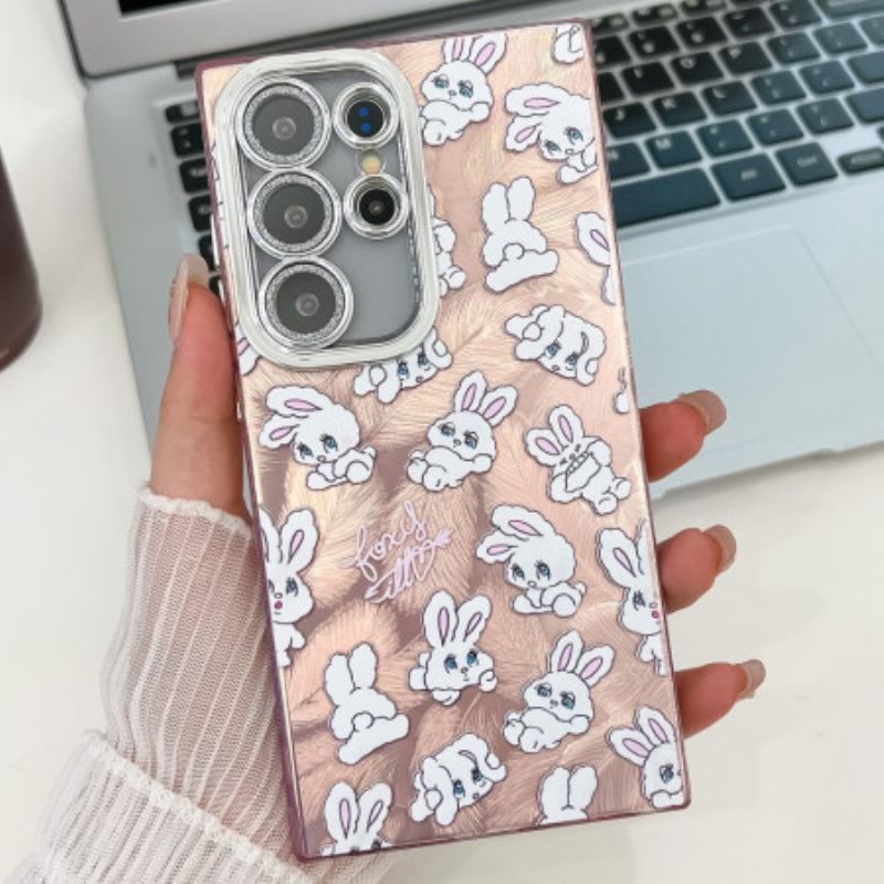 Hoesje Samsung Galaxy S25 Ultra 5g Leuke Konijntjes Met Lensbeschermer Bescherming Hoesje