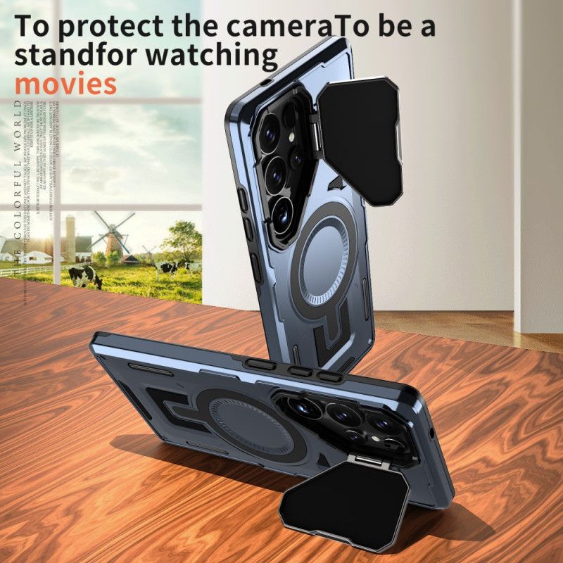 Hoesje Samsung Galaxy S25 Ultra 5g Metallic Effect Met Lenskap En Standaard Bescherming Hoesje