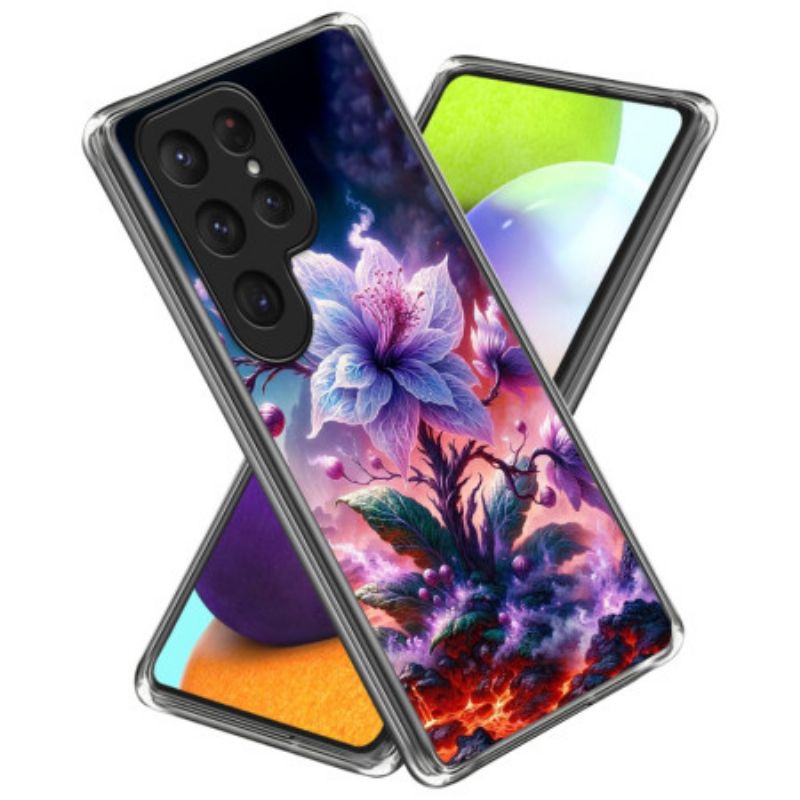 Hoesje Samsung Galaxy S25 Ultra 5g Paarse Bloemen Bescherming Hoesje