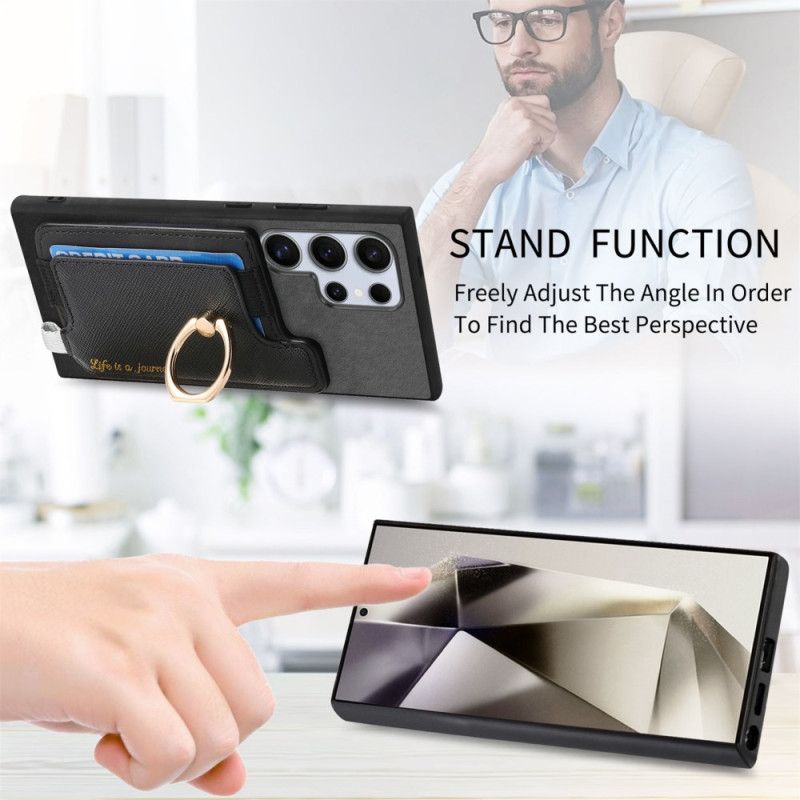 Hoesje Voor Samsung Galaxy S25 Ultra 5g Afneembare Kaarthouder In Suède-stijl