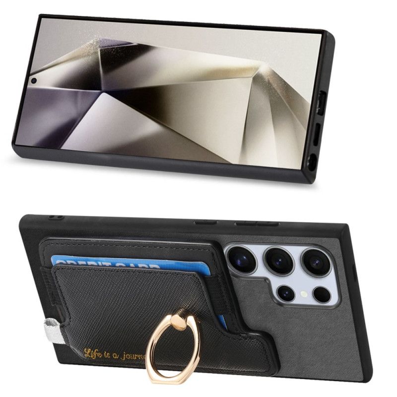 Hoesje Voor Samsung Galaxy S25 Ultra 5g Afneembare Kaarthouder In Suède-stijl