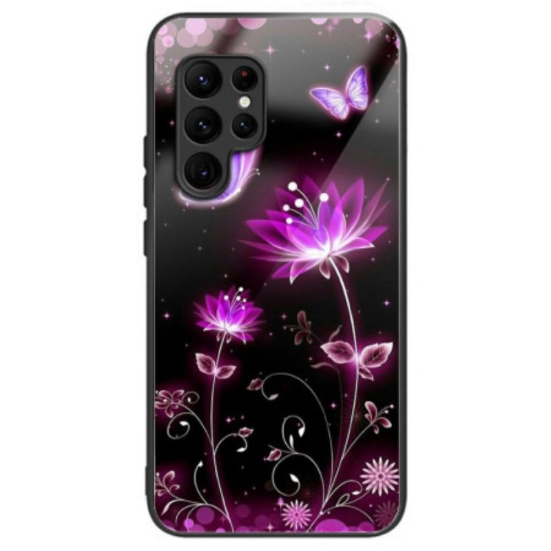 Hoesje Voor Samsung Galaxy S25 Ultra 5g Bloemen En Vlinders Van Gehard Glas