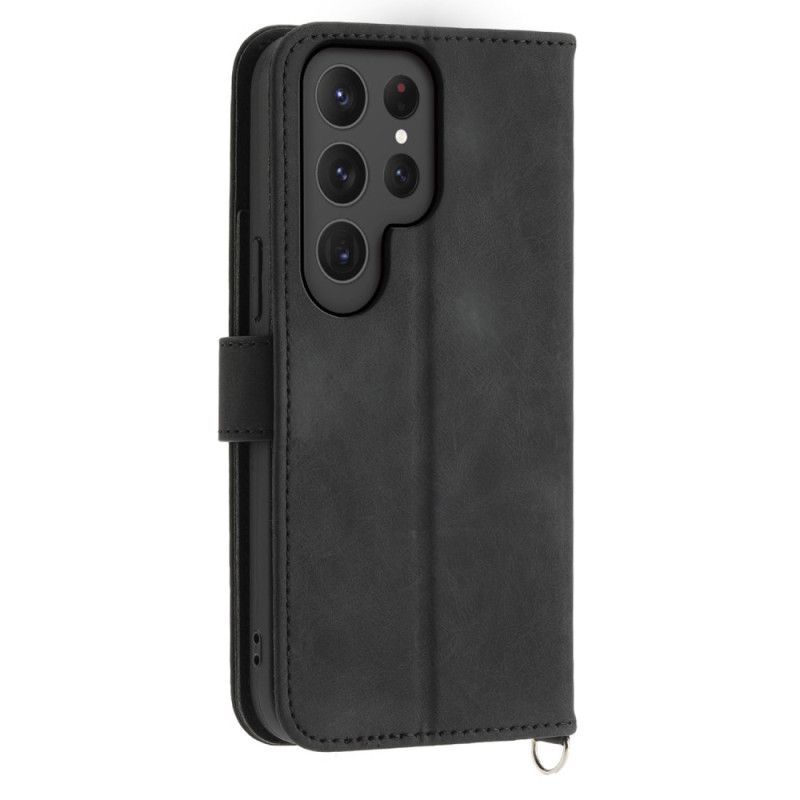 Leren Hoesje Samsung Galaxy S25 Ultra 5g Bloemenpatroon En Bandjes