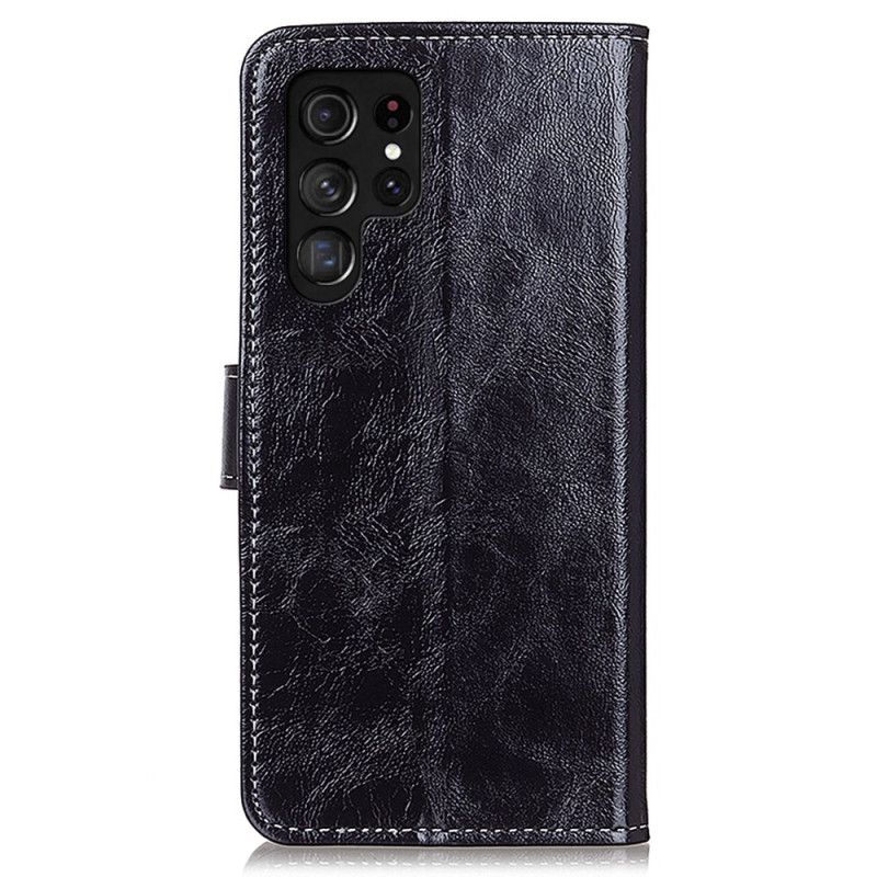 Leren Hoesje Samsung Galaxy S25 Ultra 5g Glanzend Imitatieleer Bescherming Hoesje