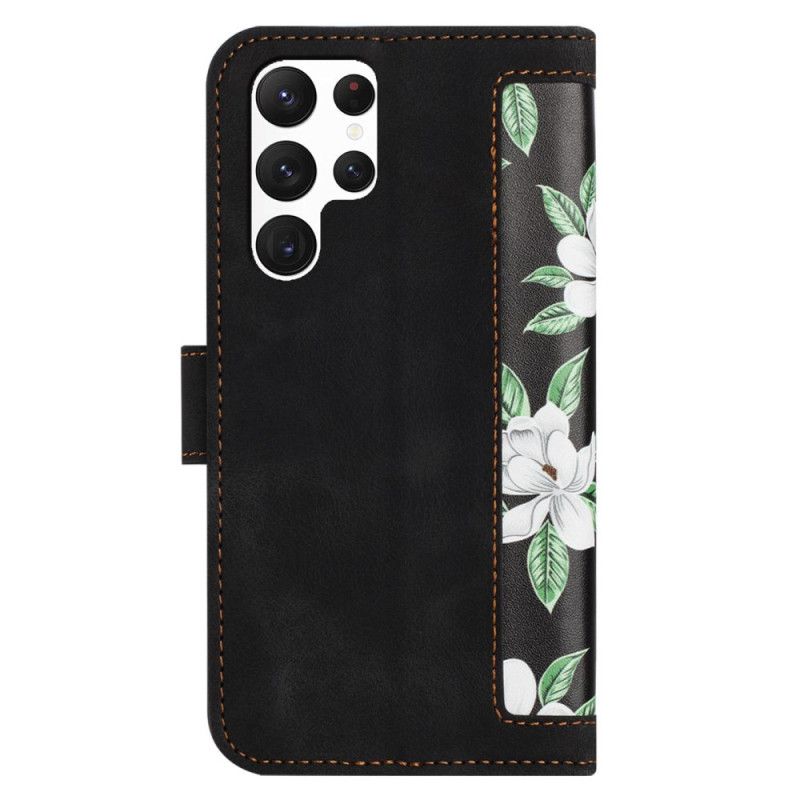Leren Hoesje Samsung Galaxy S25 Ultra 5g Portemonnee Met Bloemenprint Bescherming Hoesje