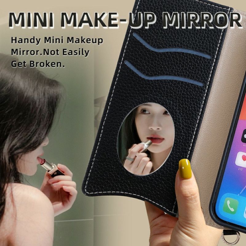 Leren Hoesje Samsung Galaxy S25 Ultra 5g Portemonnee Met Ketting Bescherming Hoesje