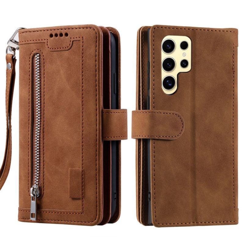 Leren Hoesje Samsung Galaxy S25 Ultra 5g Portemonnee Met Rits Bescherming Hoesje