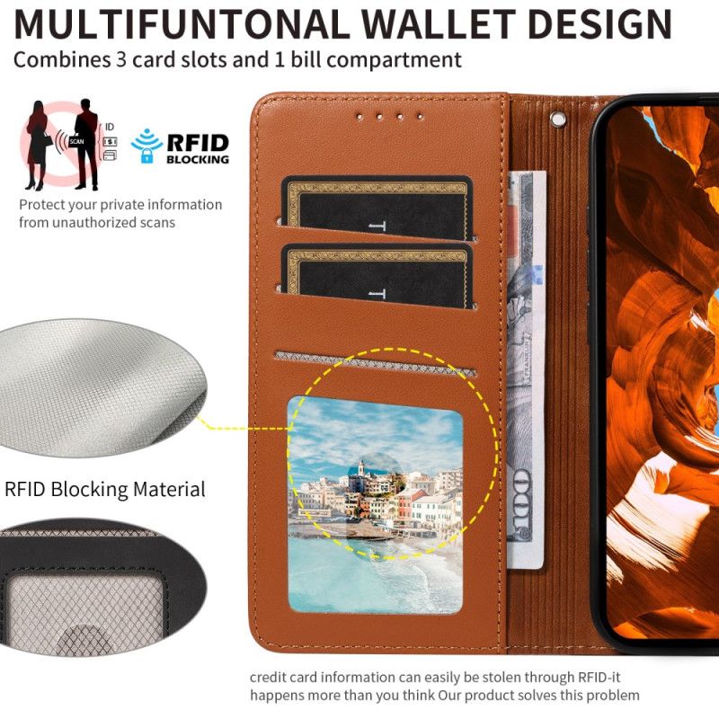 Leren Hoesje Samsung Galaxy S25 Ultra 5g Rfid-leren Portemonnee Met Bandje