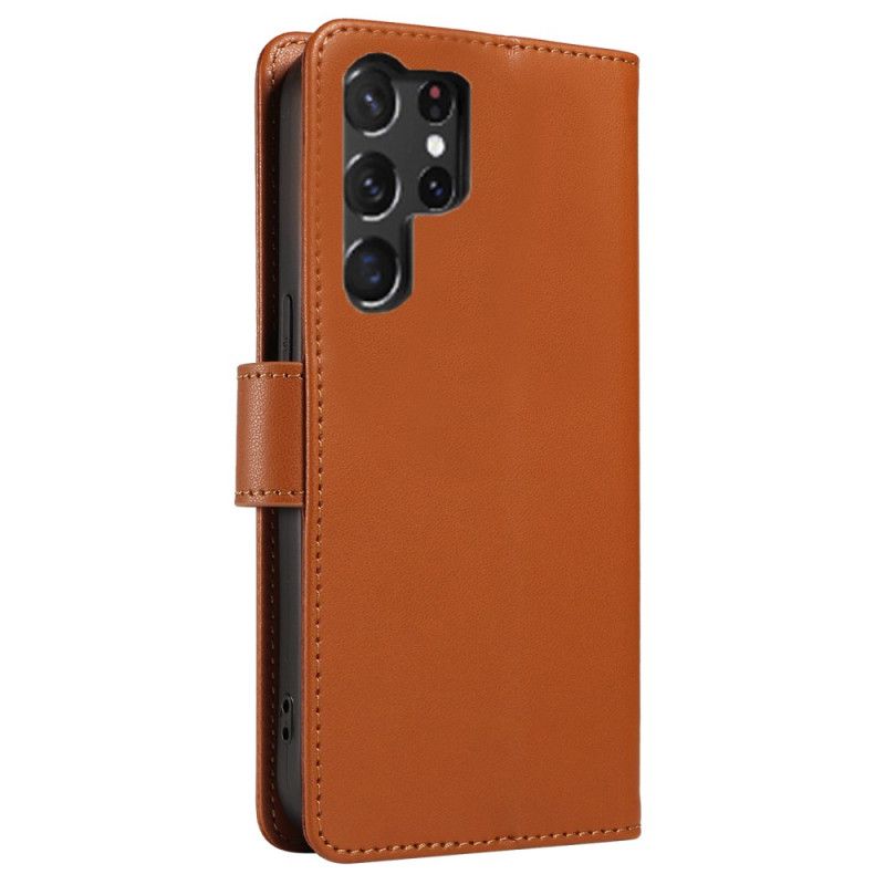 Leren Hoesje Samsung Galaxy S25 Ultra 5g Rfid-leren Portemonnee Met Bandje