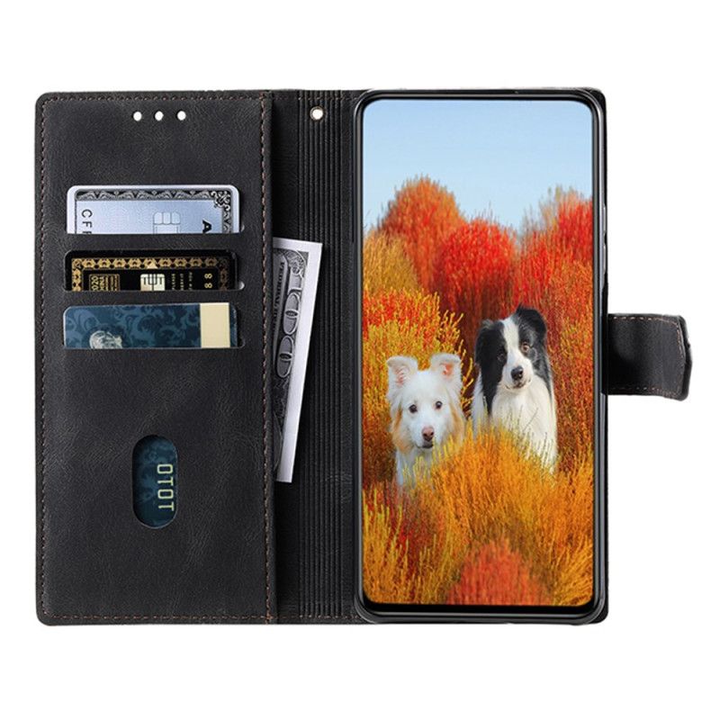 Leren Hoesje Samsung Galaxy S25 Ultra 5g Tweekleurige Rfid-portemonnee In Suède-stijl Met Bandje