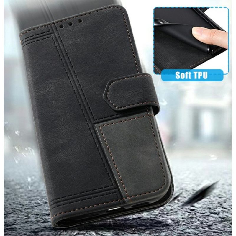 Leren Hoesje Samsung Galaxy S25 Ultra 5g Tweekleurige Rfid-portemonnee In Suède-stijl Met Bandje