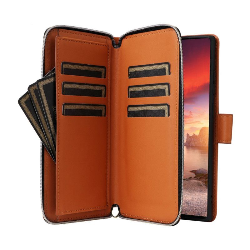 Leren Hoesje Voor Samsung Galaxy S25 Ultra 5g 9 Kaartsleuven Met Bandje