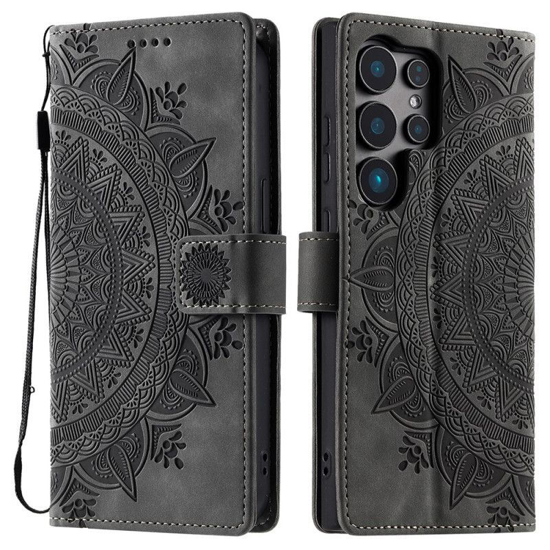 Leren Hoesje Voor Samsung Galaxy S25 Ultra 5g Suède-look Mandala
