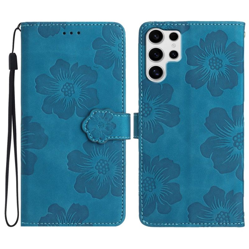 Leren Hoesje Voor Samsung Galaxy S25 Ultra 5g Verfijnd Bloemenpatroon