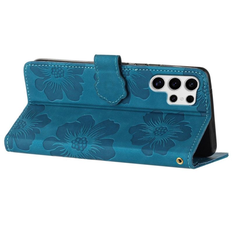 Leren Hoesje Voor Samsung Galaxy S25 Ultra 5g Verfijnd Bloemenpatroon