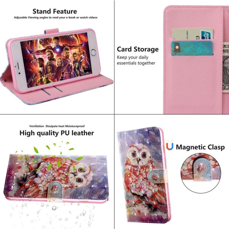 Flip Case Leren Sony Xperia 10 Uil De Schilder