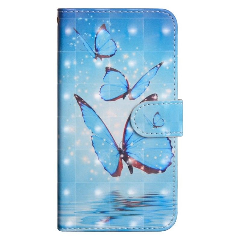 Flip Case Leren Sony Xperia 10 Vliegende Blauwe Vlinders