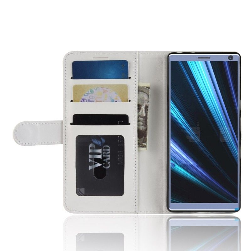 Leren Hoesje Sony Xperia 10 Wit Zwart Telefoonhoesje Ultra Kunstleer
