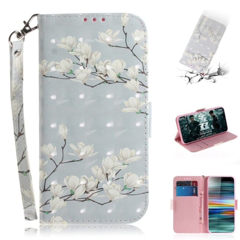 Leren Hoesje voor Sony Xperia 10 Bloeiende Boom Met String