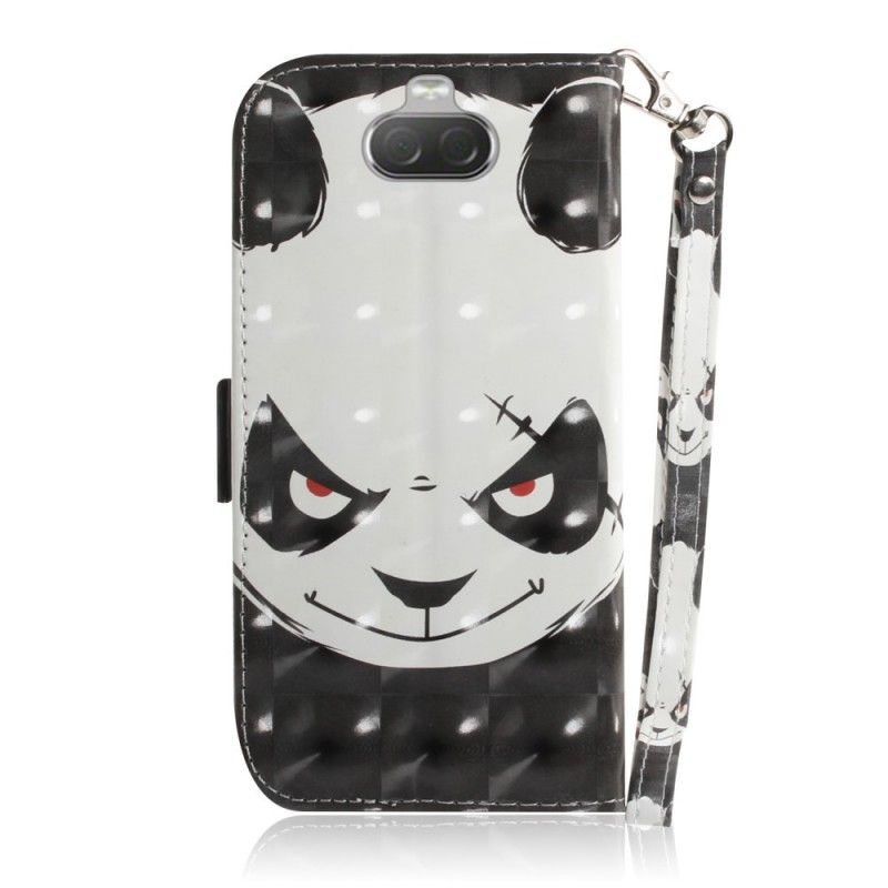 Leren Hoesje voor Sony Xperia 10 Boze Panda Met String