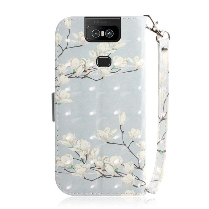 Bescherming Hoesje Asus ZenFone 6 Telefoonhoesje Bloeiende Boom Met String