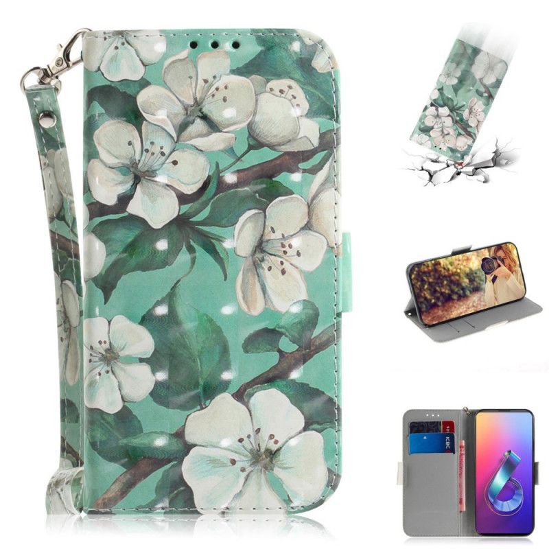 Flip Case Leren Asus ZenFone 6 Bloeiende Tak Met String