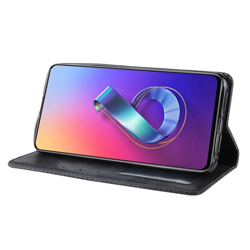 Folio-hoesje Asus ZenFone 6 Donkerblauw Zwart Telefoonhoesje Gestileerd Vintage Leereffect