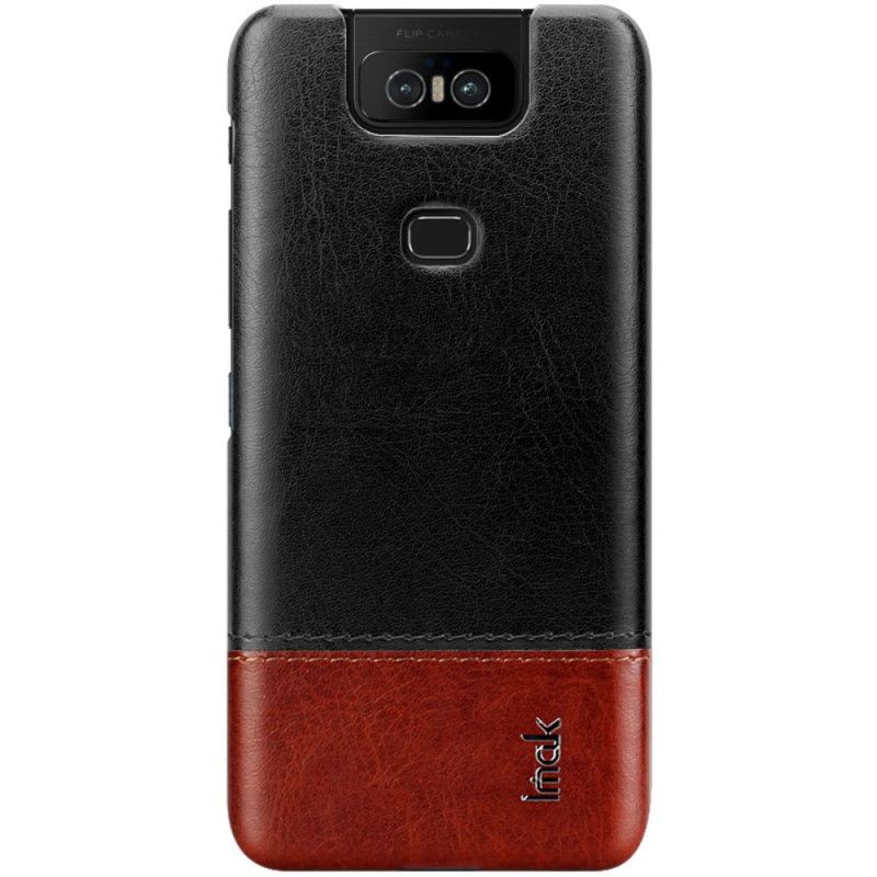 Hoesje Asus ZenFone 6 Rood Zwart Imak Ruiyi Serie Leereffect