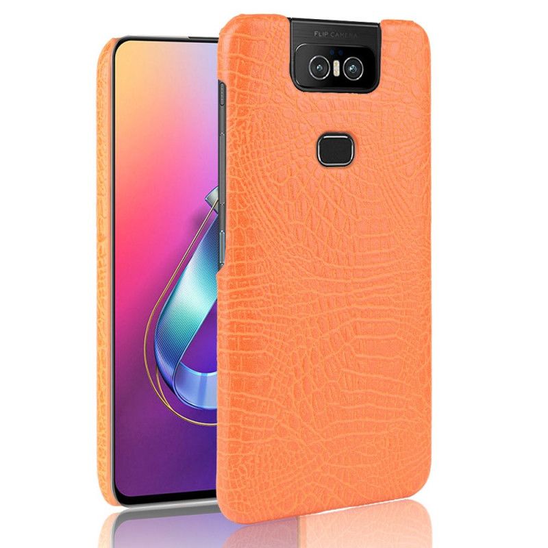 Hoesje voor Asus ZenFone 6 Wit Zwart Effect Van Krokodillenleer