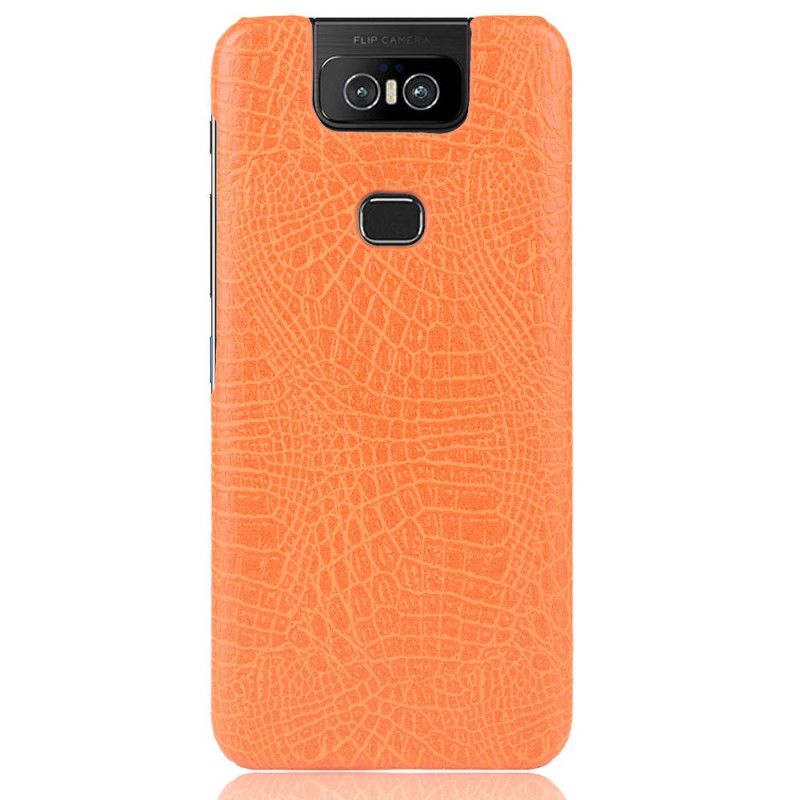 Hoesje voor Asus ZenFone 6 Wit Zwart Effect Van Krokodillenleer