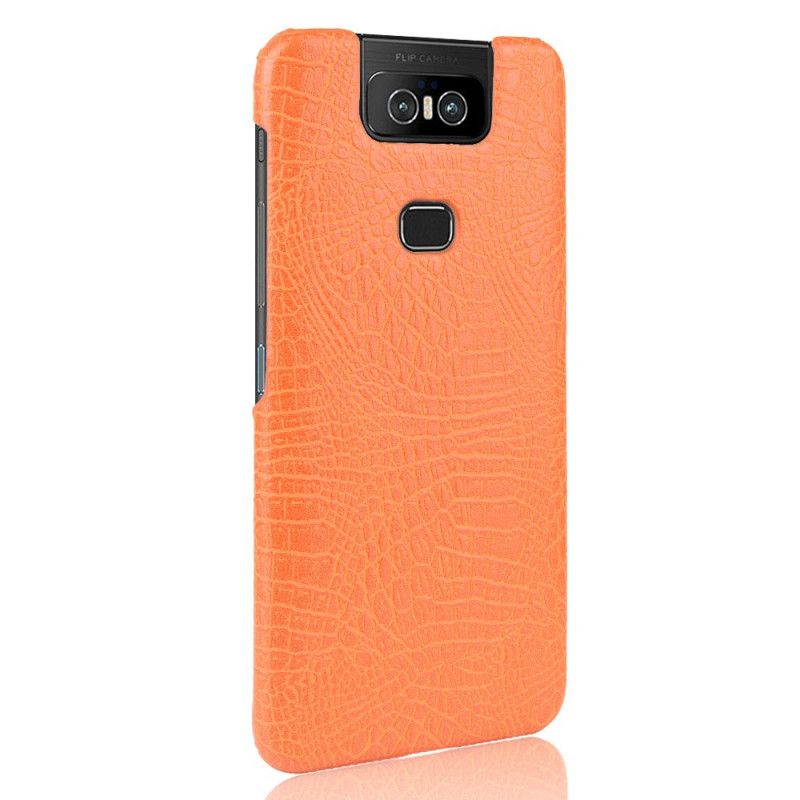 Hoesje voor Asus ZenFone 6 Wit Zwart Effect Van Krokodillenleer