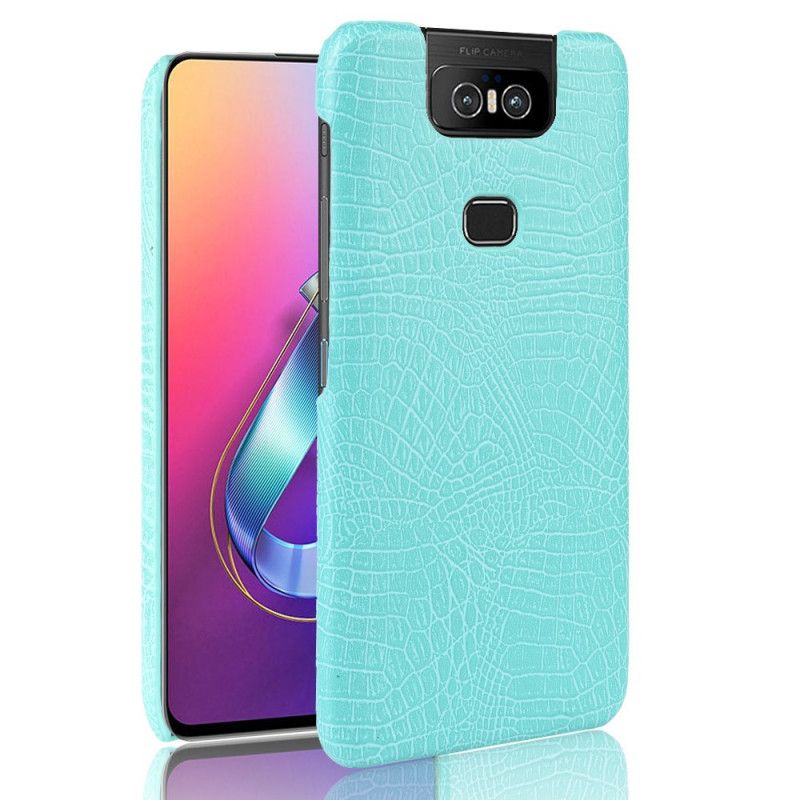 Hoesje voor Asus ZenFone 6 Wit Zwart Effect Van Krokodillenleer