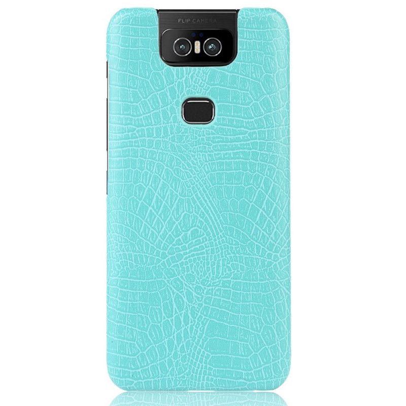 Hoesje voor Asus ZenFone 6 Wit Zwart Effect Van Krokodillenleer