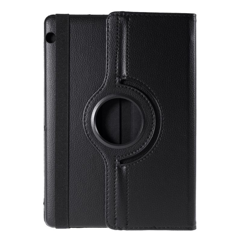 Leren Hoesje Huawei MediaPad T3 10 Wit Zwart 360 ° Draaibaar Lychee Kunstleer
