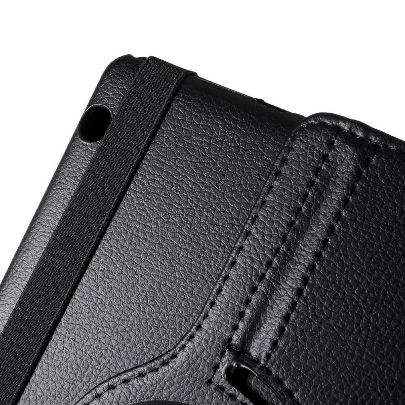 Leren Hoesje Huawei MediaPad T3 10 Wit Zwart 360 ° Draaibaar Lychee Kunstleer