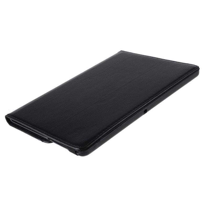 Leren Hoesje Huawei MediaPad T3 10 Wit Zwart 360 ° Draaibaar Lychee Kunstleer