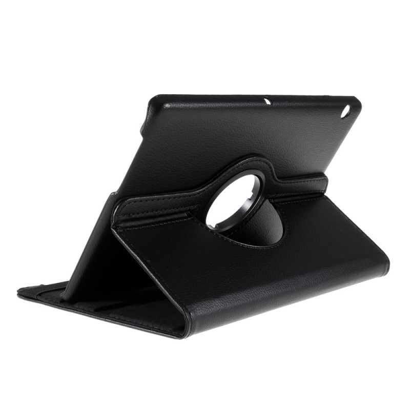 Leren Hoesje Huawei MediaPad T3 10 Wit Zwart 360 ° Draaibaar Lychee Kunstleer