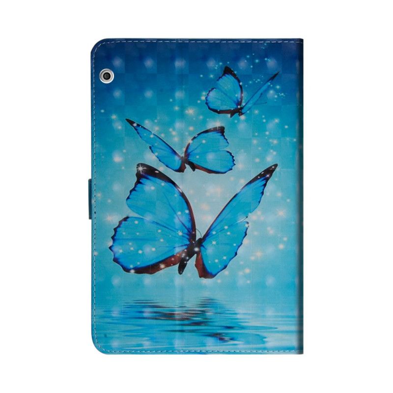 Leren Hoesje voor Huawei MediaPad T3 10 Blauwe Vlinders